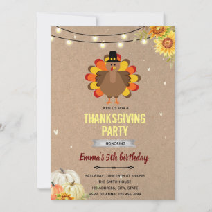 Turkey autumn thanksgiving invitation