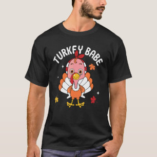 Turkey Babe Autumn Fall Y'all Thanksgiving Retro B T-Shirt