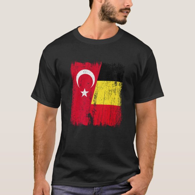 Turkey Belgium Half Flag Turkish Belgian Jersey Pr T-Shirt (Front)