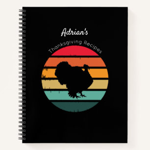 Turkey Bird Distressed Vintage Thanksgiving Recipe Notebook