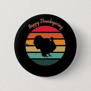 Turkey Bird Thanksgiving Distressed Vintage Sunset 2 Inch Round Button