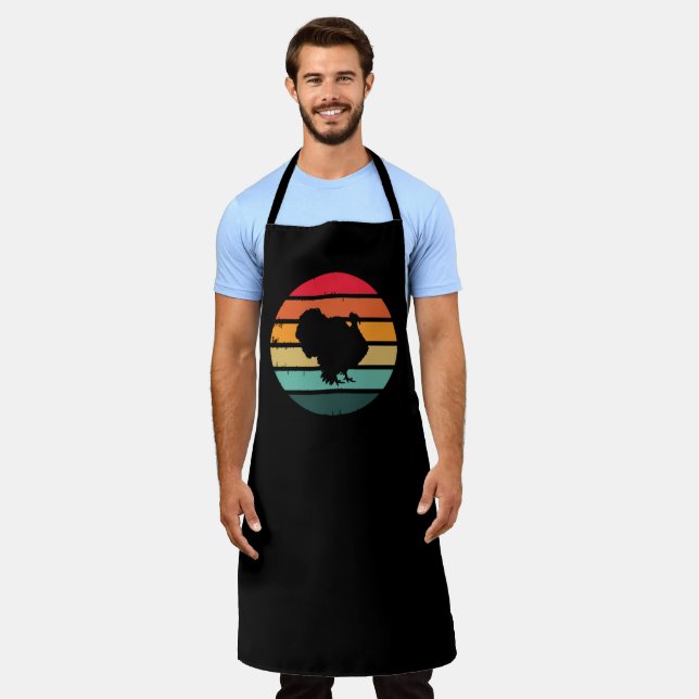 Turkey Bird Thanksgiving Distressed Vintage Sunset Apron (Worn)