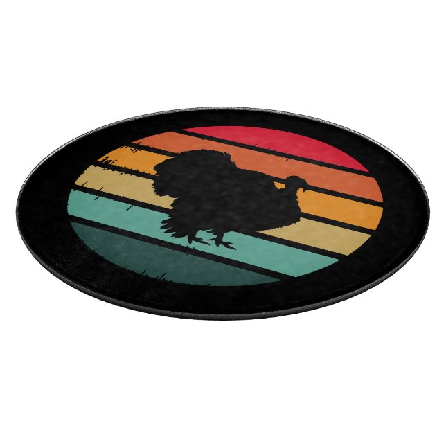 Turkey Bird Thanksgiving Distressed Vintage Sunset Cutting Board (Corner)