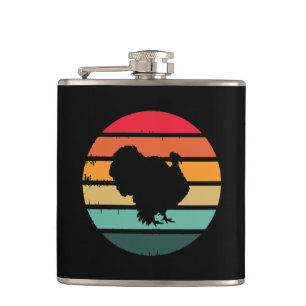 Turkey Bird Thanksgiving Distressed Vintage Sunset Hip Flask