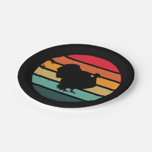 Turkey Bird Thanksgiving Distressed Vintage Sunset Paper Plate