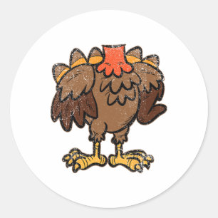 Turkey Body Costume Thanksgiving Day Fun Fall Autu Classic Round Sticker