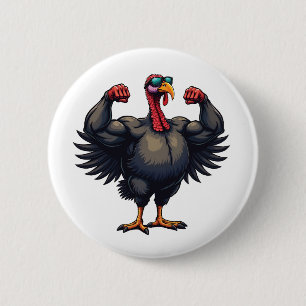 Turkey Bodybuilding Thanksgiving Day Gym Workout   2 Inch Round Button