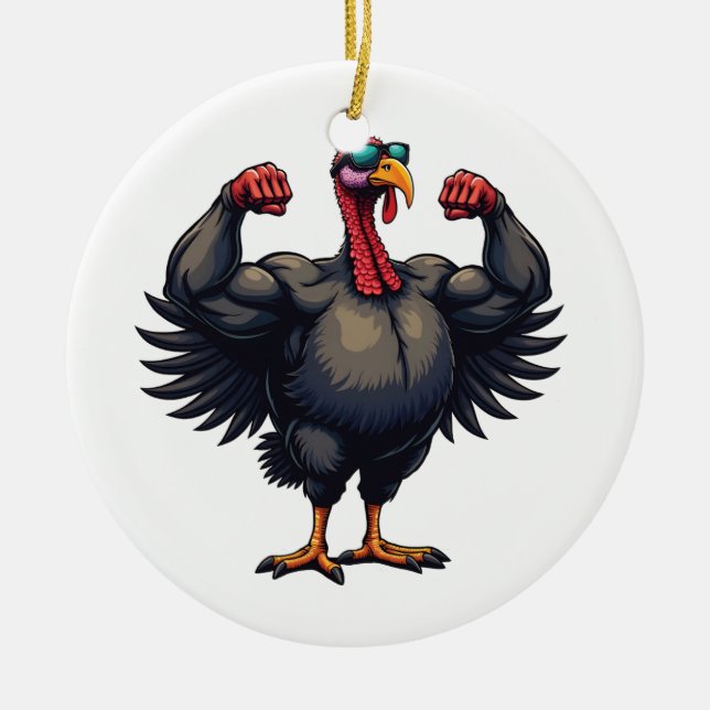 Turkey Bodybuilding Thanksgiving Day Gym Workout   Ceramic Ornament (Front)