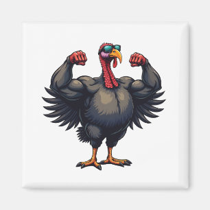Turkey Bodybuilding Thanksgiving Day Gym Workout   Magnet