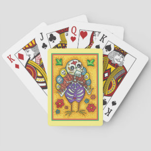 TURKEY BONES COLORFUL FOLK THANKSGIVING BIRD SKULL PLAYING CARDS