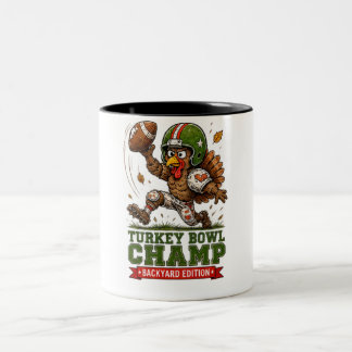 Turkey Bowl Champ Backyard Edition Thanksgiving Two-Tone Coffee Mug