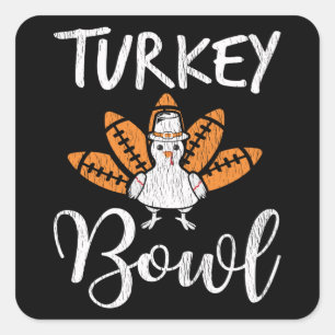 Turkey Bowl Funny Thanksgiving Football Turkey Square Sticker