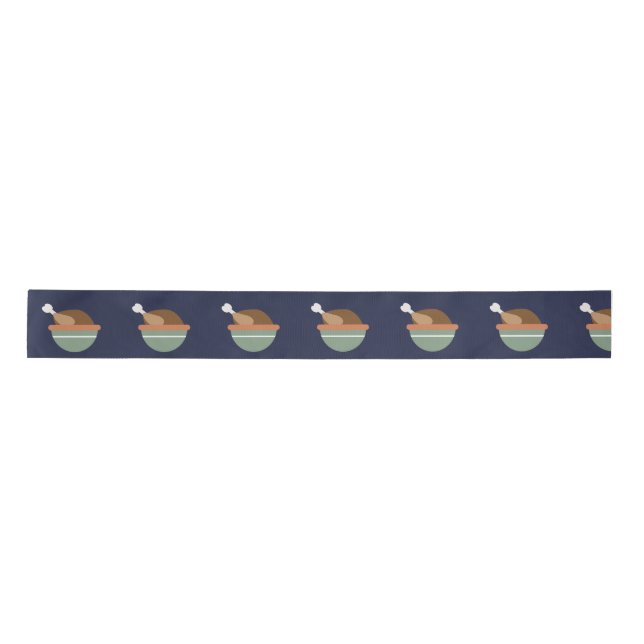 Turkey Bowl Thanksgiving Satin Ribbon (Front)