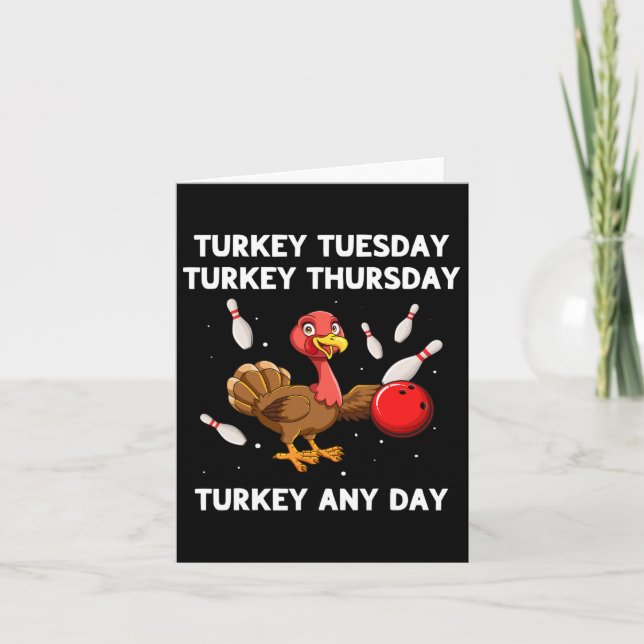 Turkey Bowling Thanksgiving Bowler Strike Spare Bo Card (Front)