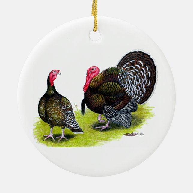 Turkey Broad Breasted Bronze Ceramic Ornament (Back)