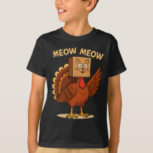 Turkey Cat Meow Funny Thanksgiving Men Women Boy G T-Shirt