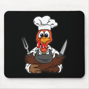 Turkey Chef Thanksgiving Day Funny Cook Culinary F Mouse Pad