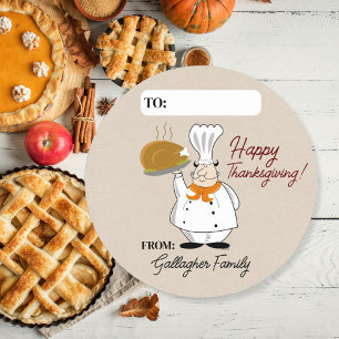 Turkey Chef Thanksgiving Food Writable Favour Classic Round Sticker