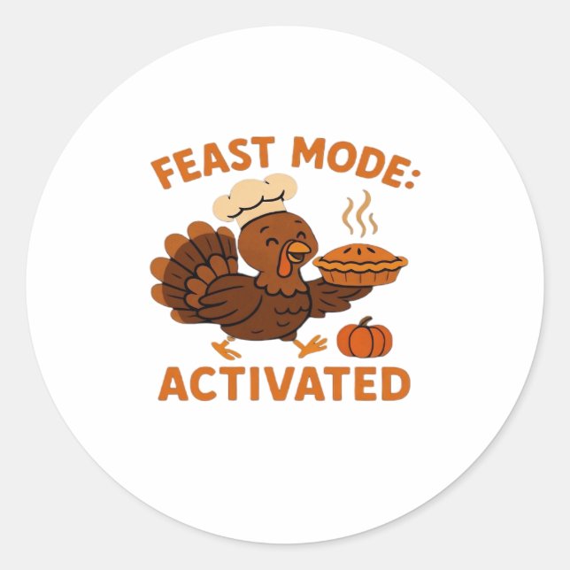 Turkey Chef with Pumpkin Pie Oversized T-Shirt.png Classic Round Sticker (Front)