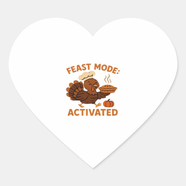 Turkey Chef with Pumpkin Pie Oversized T-Shirt.png Heart Sticker (Front)