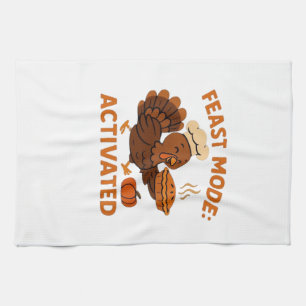 Turkey Chef with Pumpkin Pie Oversized T-Shirt.png Kitchen Towel
