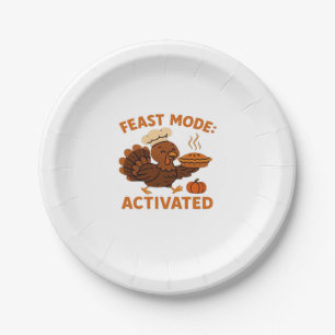 Turkey Chef with Pumpkin Pie Oversized T-Shirt.png Paper Plate