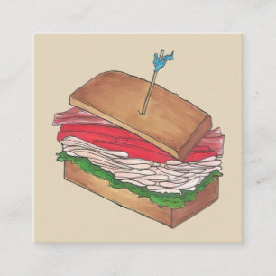 Turkey Club Sandwich Shop Restaurant Diner Chef Square Business Card