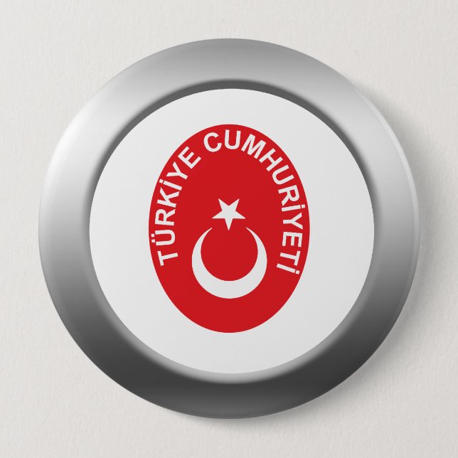 Turkey Coat of Arms 4 Inch Round Button (Front)