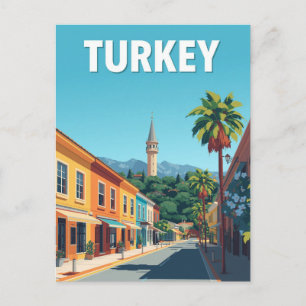 Turkey Colorful Street Vintage Travel Art Postcard