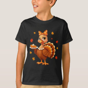 Turkey Coquette Bow E Turkey Day Girls Fall Thanks T-Shirt