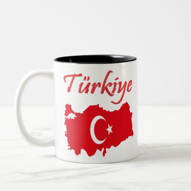 Turkey Country and Fan Design Two-Tone Coffee Mug (Left)
