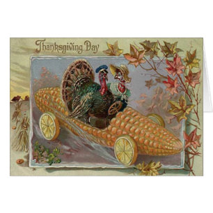 Turkey Couple Corn Car Fall Leaves