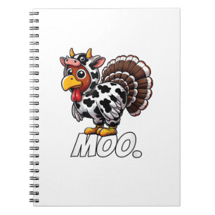 Turkey Cow Costume Thanksgiving Funny Turkey Moo Notebook