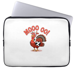 Turkey Cow Moo Funny Thanksgiving Laptop Sleeve