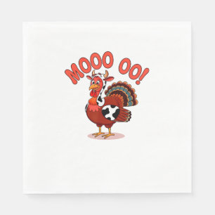 Turkey Cow Moo Funny Thanksgiving Napkin