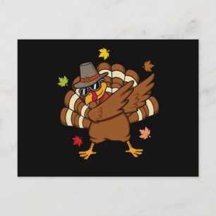 Turkey Dabbing Funny Thanksgiving Family Men Women Postcard
