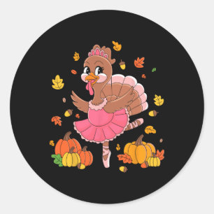 Turkey Dancing Ballet Lover Dancer Thanksgiving Fo Classic Round Sticker