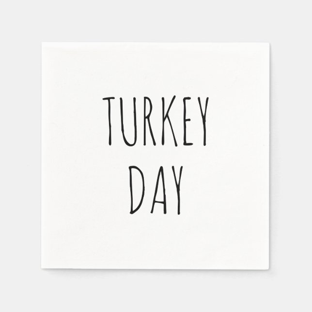 Turkey day black simple handwriting thanksgiving  napkin (Front)