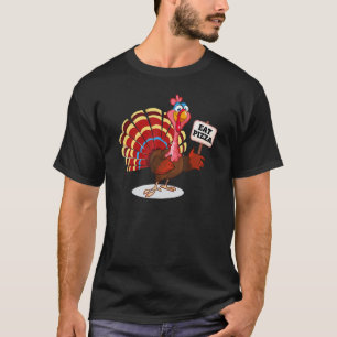 Turkey Day Eat Pizza Vegan Cute Thanksgiving Day T-Shirt