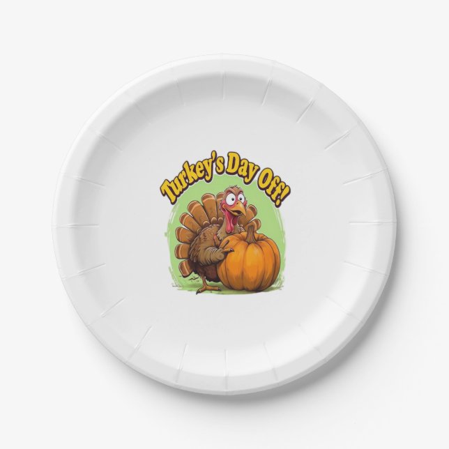 Turkey Day off Thanksgiving Oversized T-Shirt Paper Plate (Front)