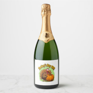 Turkey Day off Thanksgiving Oversized T-Shirt Sparkling Wine Label