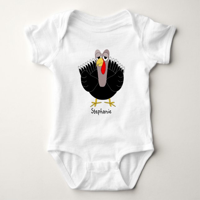 Turkey Design Personalised Baby Bodysuit (Front)