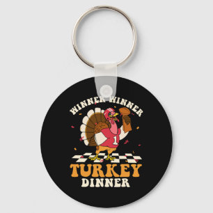 Turkey Dinner Football Autumn Fall Thanksgiving Re Keychain
