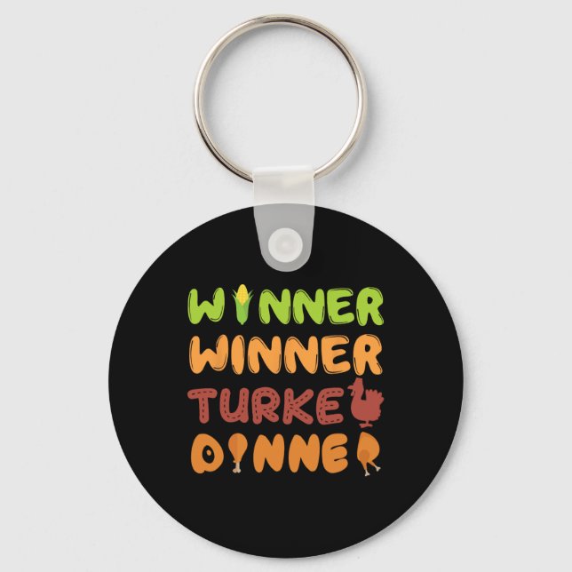 Turkey Dinner Winner Thanksgiving Fall Fun Fall Ha Keychain (Front)