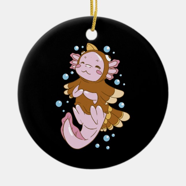 Turkey Disguise Axolotl Fun Ceramic Ornament (Front)