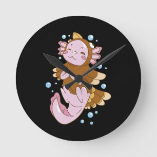 Turkey Disguise Axolotl Fun Round Clock