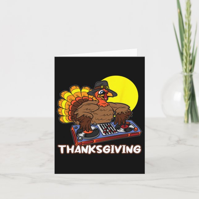 Turkey Dj Thanksgiving Day Cool Fall Dance Music D Card (Front)