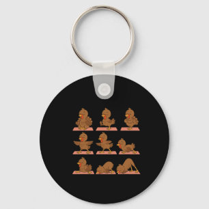 Turkey Doing Yoga Vegan Kawaii Zen Meditation Keychain
