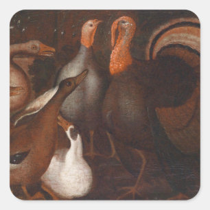 Turkey Ducks PigeonThanksgiving Square Sticker