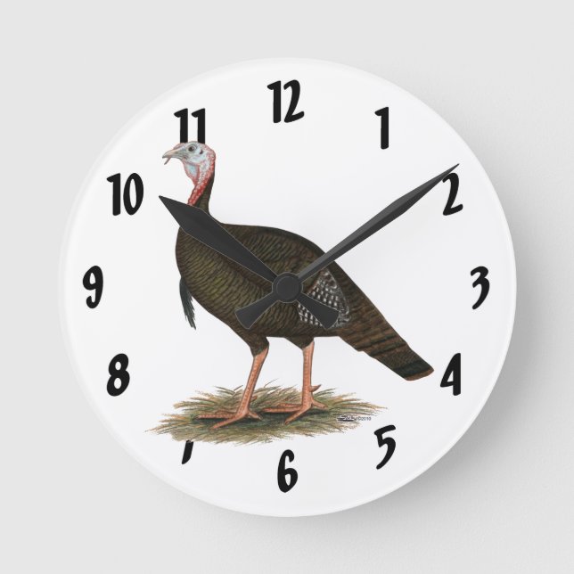 Turkey:  Eastern Wild Tom Round Clock (Front)